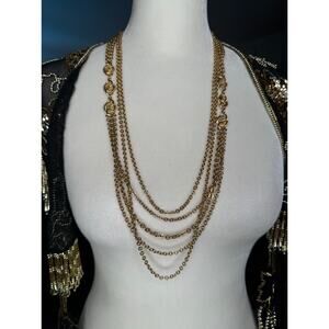 Vintage Monet Multi strand Necklace Link Chain With Wreaths